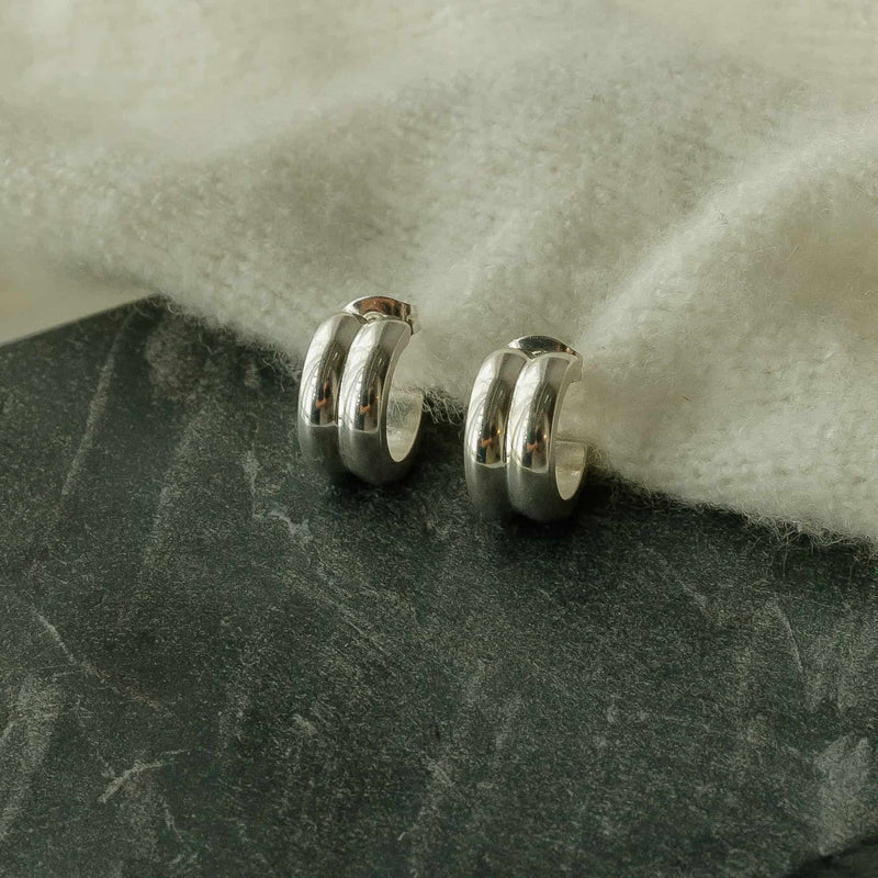 Silver Huggie Hoop Earrings