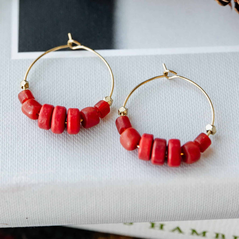 Red Ellen Hoop Earrings