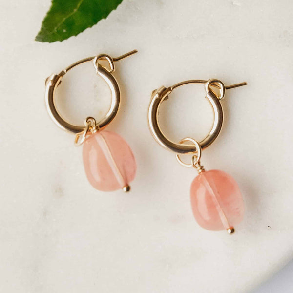 Rose Quartz Hoop Charms