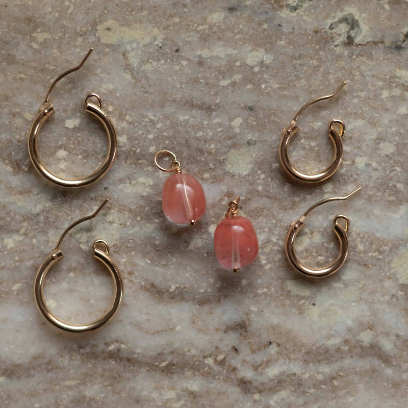 Rose Quartz Hoop Charms