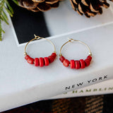 Red Ellen Hoop Earrings