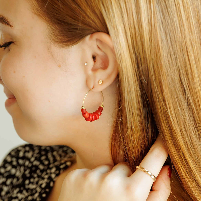 Red Ellen Hoop Earrings