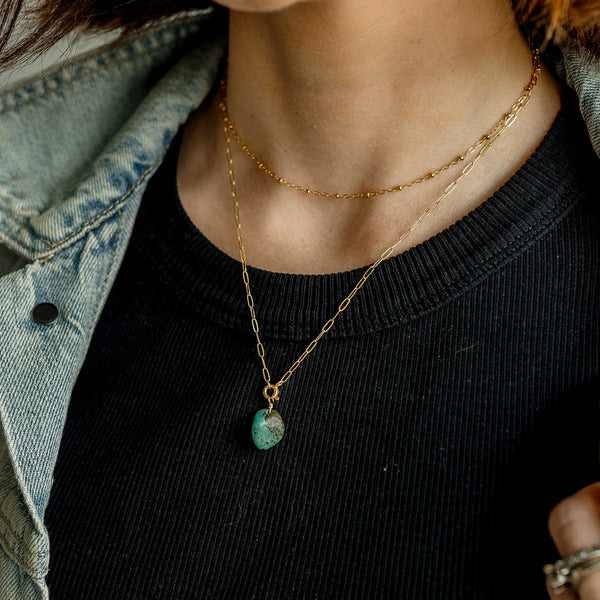 Turquoise Link Charm Necklace