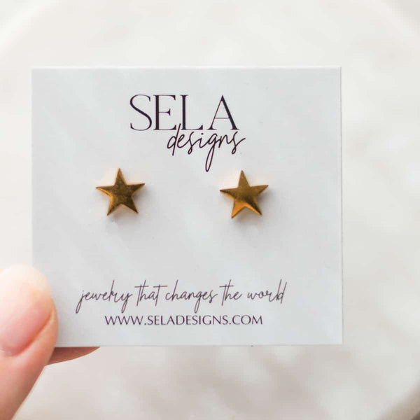 Gold star earrings on sale studs